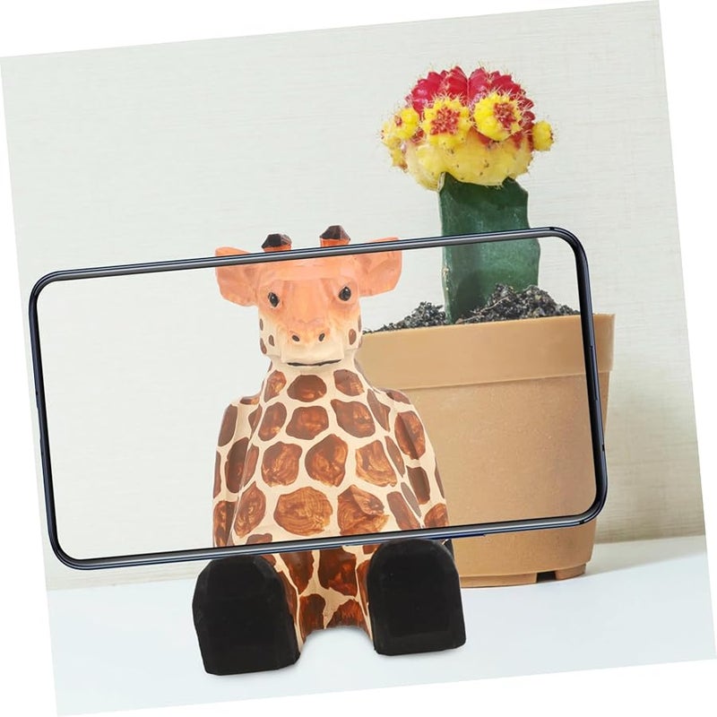 Wooden Giraffe Phone Holder Stable Non Slip Desk Stand For Bed Sofa Video Calls - Image 5